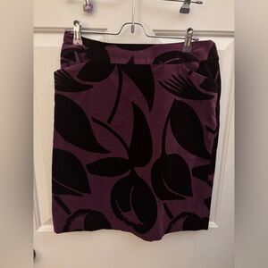 Boden Purple and Black Floral Pencil Skirt